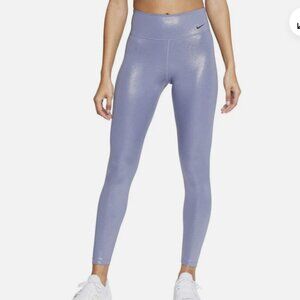 Nike One Sparkle Mid Rise Shimmer Shine 7/8 Leggings lilac/blue sz XS